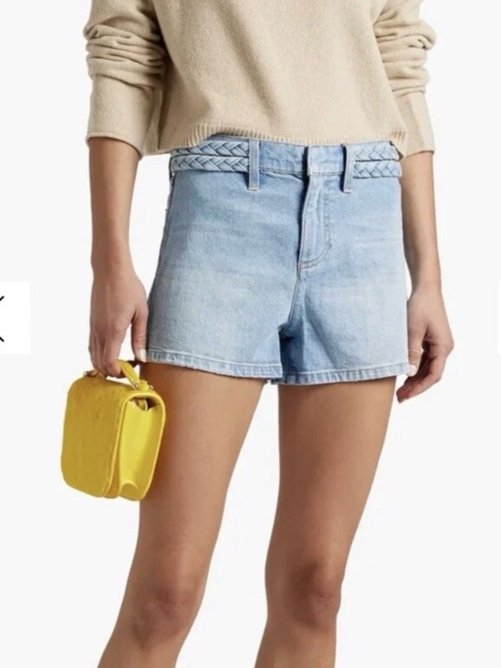 ALICE + OLIVIA JEANS Franca braid-trimmed denim shorts Size 31